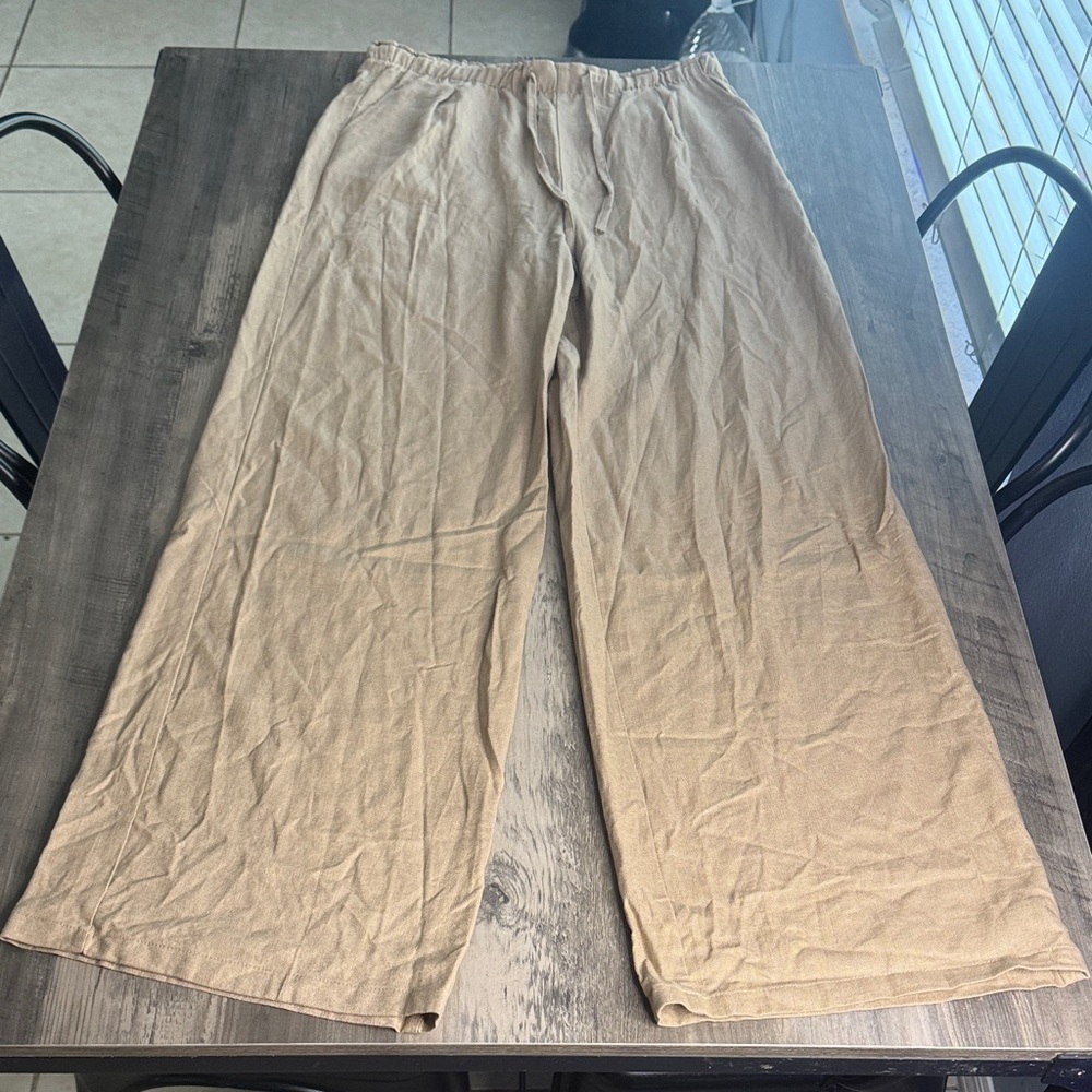 Love Tree Tan Linen Blend Pants